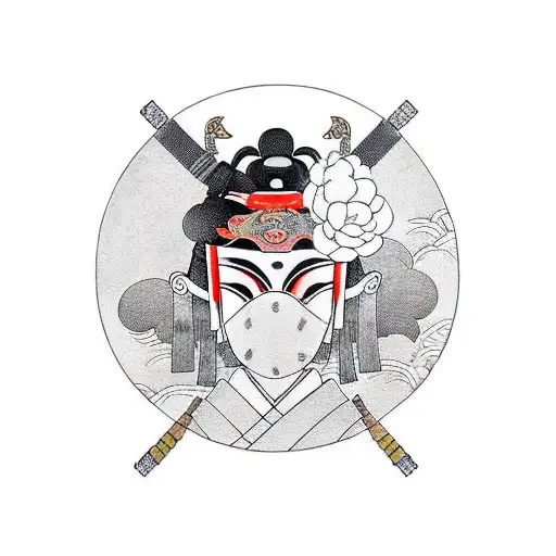 Samurai Girl With Mask And Eyes
