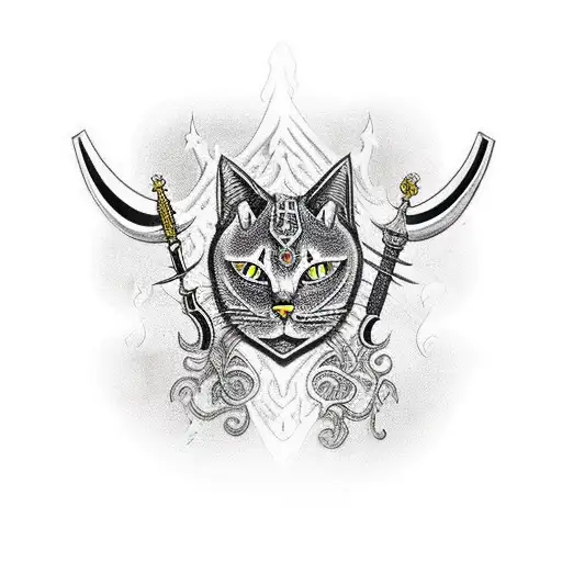 Fantasy Dagger With A Metal Cat Head For The Hilt