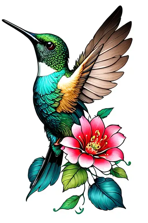 Hummingbird Feathers Shadows Flower