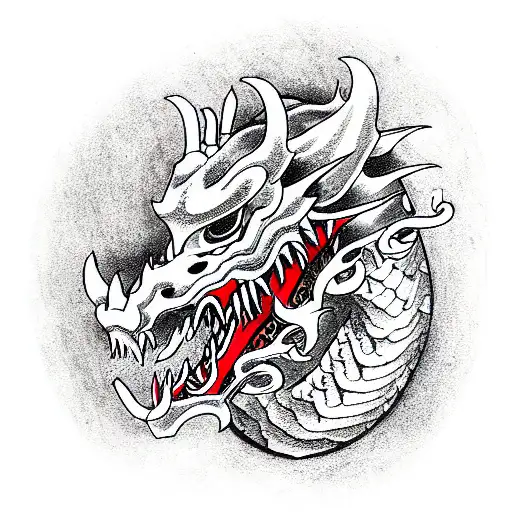 Dragon And Hannya Mask Black And Red