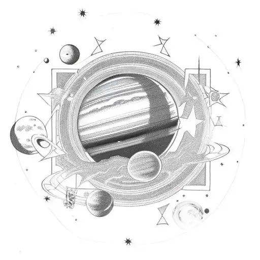 Saturn As It Is Held By A Hand And In The Background Many Stars And The Solar System