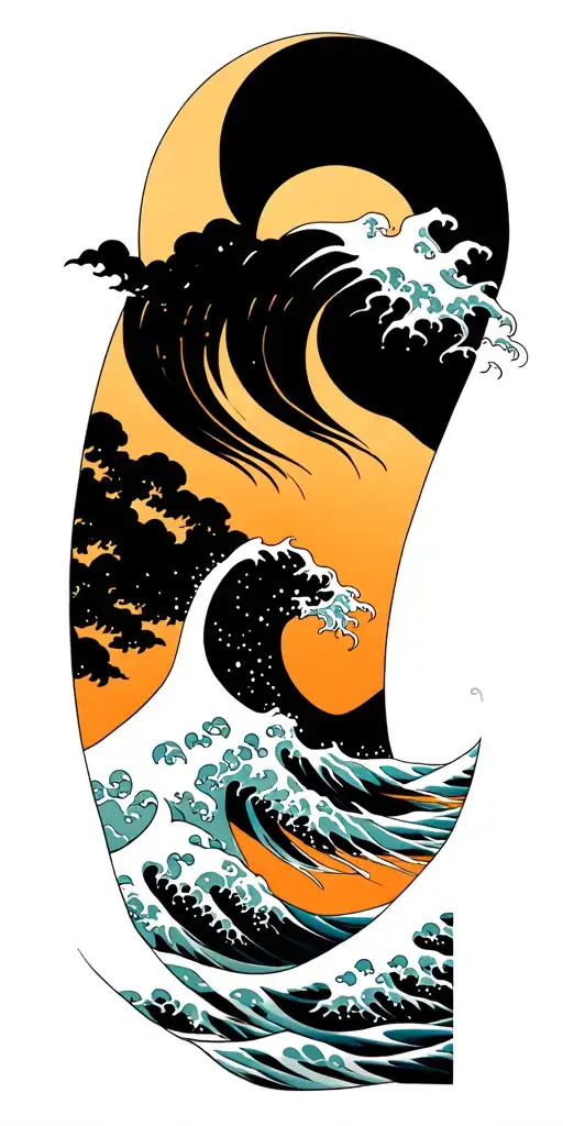Merge The Great Wave Off Kanagawa In A Minimalist Style With My Existing