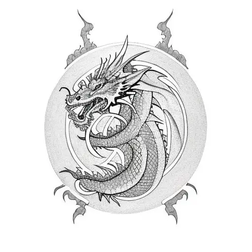 Dragon With Rising Sun And Ito Clan Crest