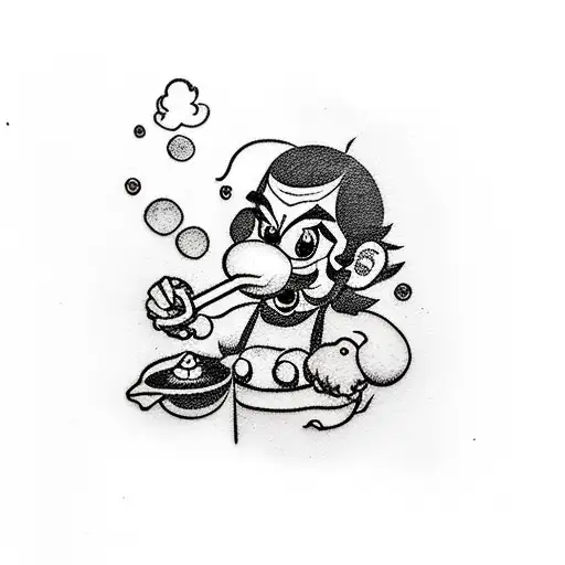 Baby Mario Drinking Tea