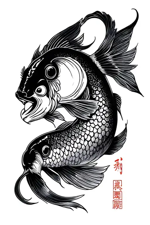 Sketch Of The Zodiac Sign Of The Fish In The Year Of The Monkey Heart And