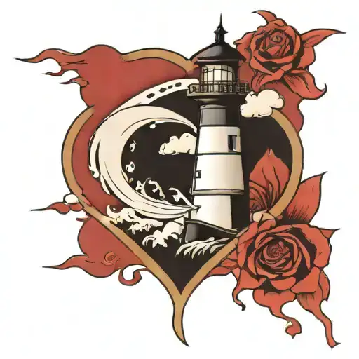 Ghostly Lighthouse Simple Heart