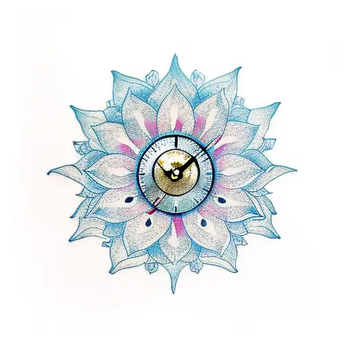 Lotus Flower With Clock