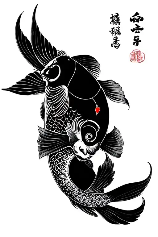 Sketch Of The Zodiac Sign Of The Fish In The Year Of The Monkey Heart And