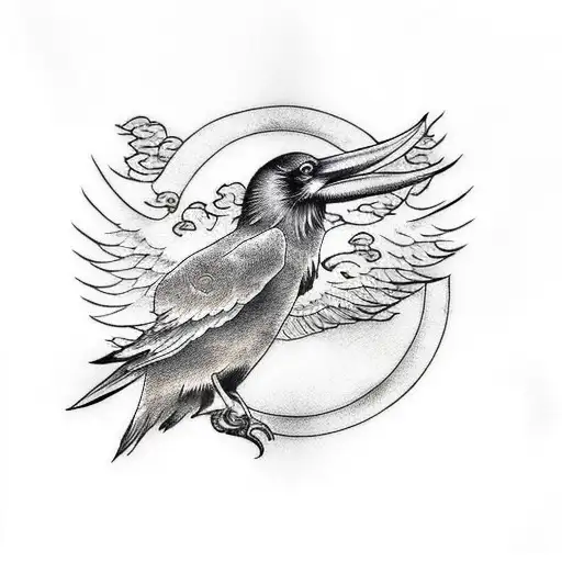 Raven With Wings On Fire