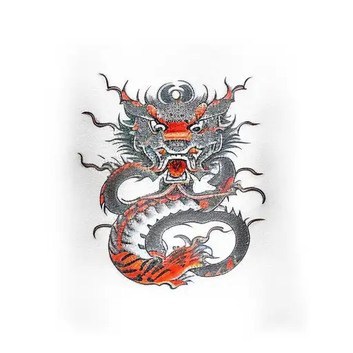 Full Dragon Above 2 Tigers And A Tree