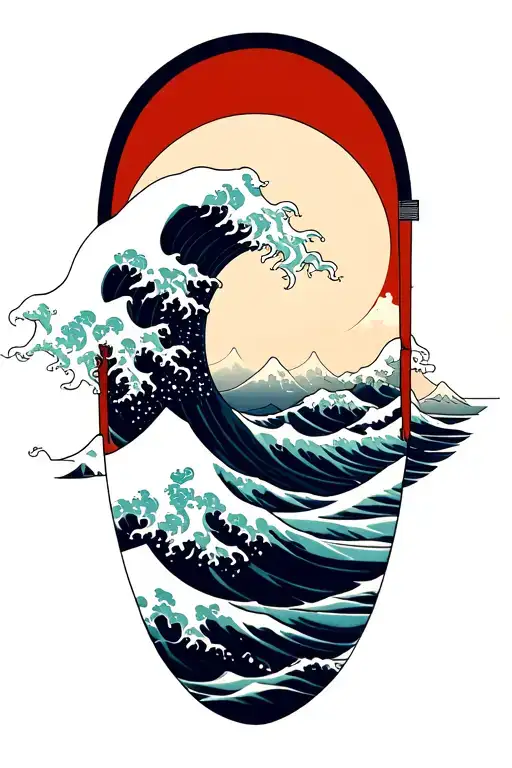 Merge The Great Wave Off Kanagawa In A Minimalist Style With My Existing