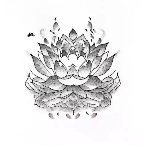 Chinese Water Colour Style Of Lotus Pier