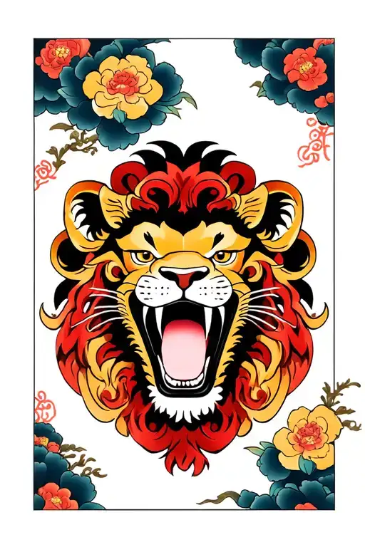 Lion Face Mouth Open