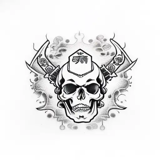 Gangster Looking Skull Witch Guns