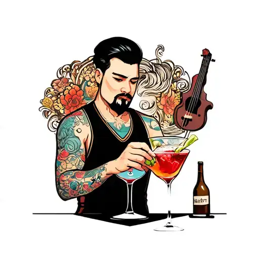 Barman Mixing Cocktails With Music
