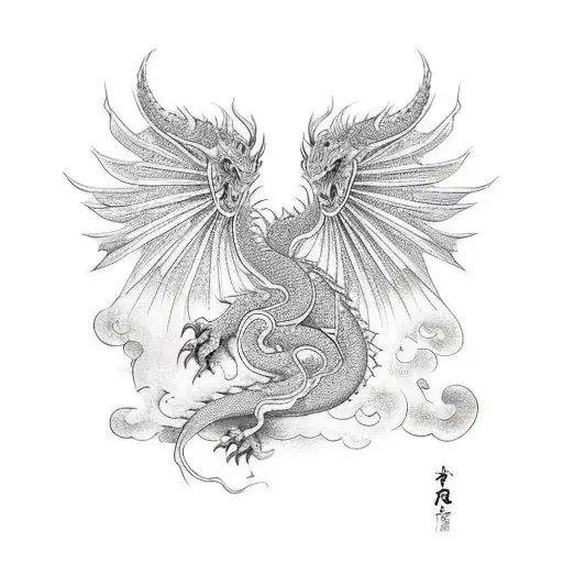 A Dragon With Golden Wings And Red Body