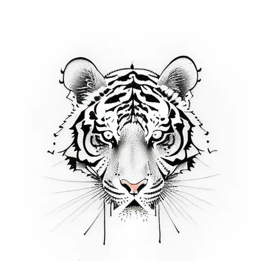 Tiger In A Minimalist Sketch Style