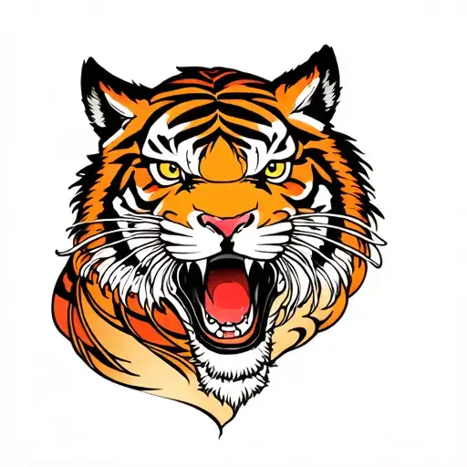 Japanese Style Full Arm Tattoo Design With Tiger