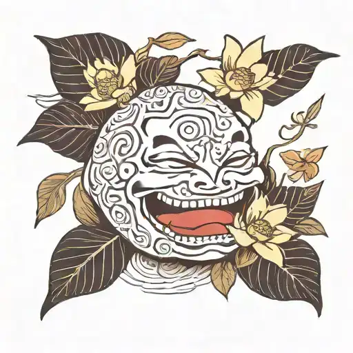 Smiling Onigiri Smelling A Lotus Flower