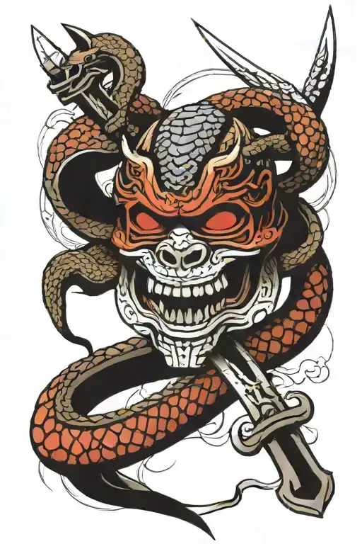 Snake Helmet And A Swords