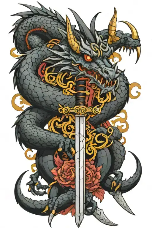 Sword With Kali Linux Dragon On It With Little Spider