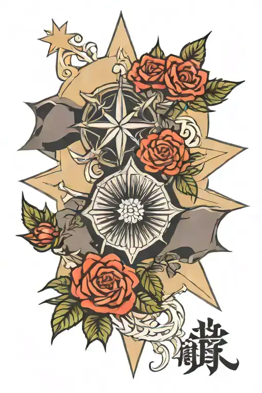 Filipino Star Over A Rose And A Cemetary Stone