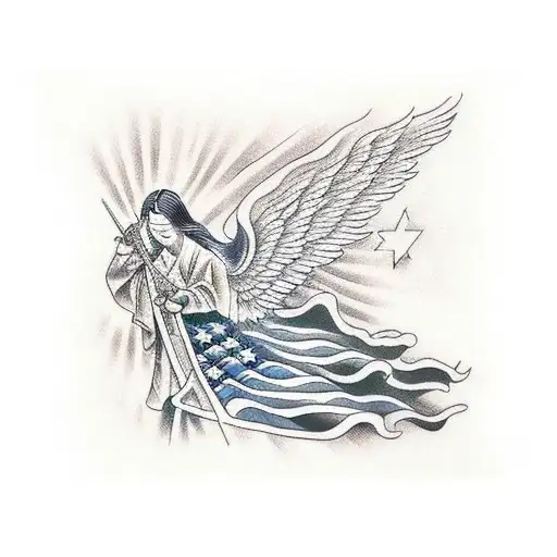 Angel Burning The American Flag