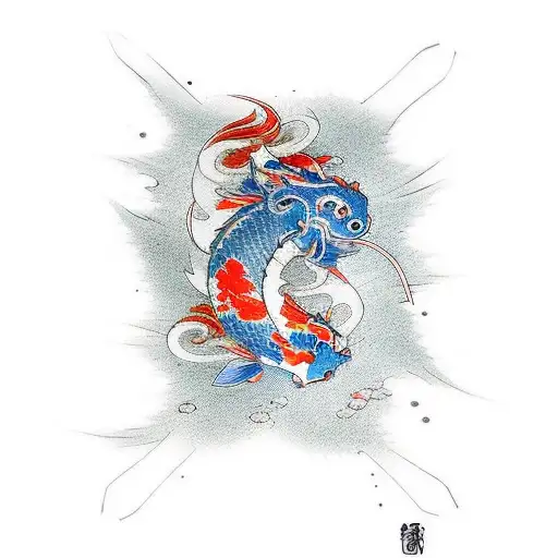 Samurai Oni And Koi Fish