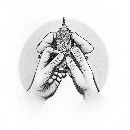 Praying Hands Holding Money