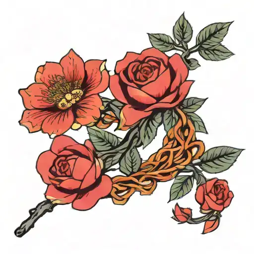 Oliveuu Branch And A Rose Intertwined