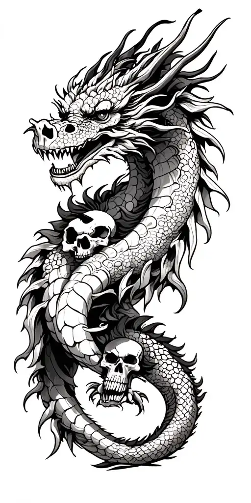 Dragon Wrapped With Skulls