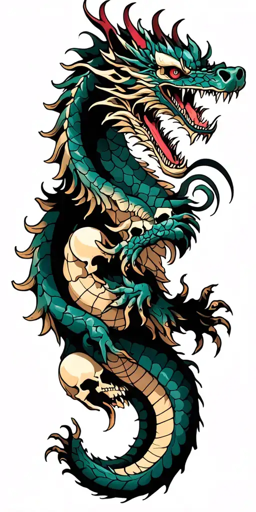 Dragon Wrapped With Skulls