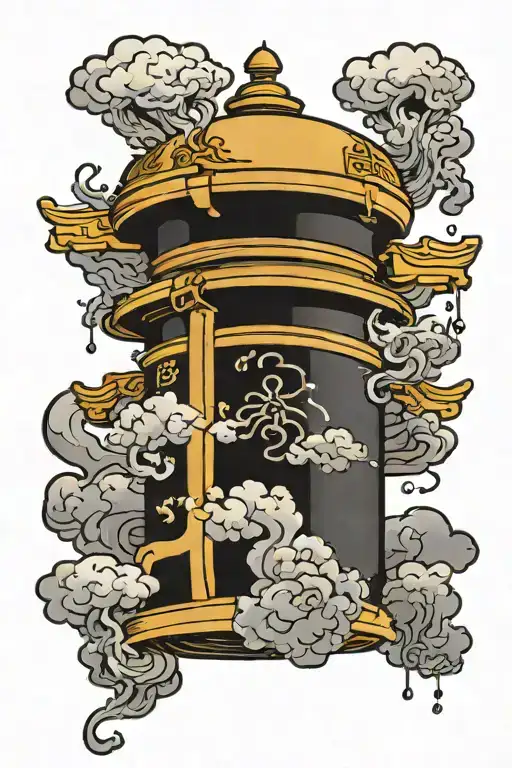 Japanese Cloud Coming Out Of Moka Pot Black Grey