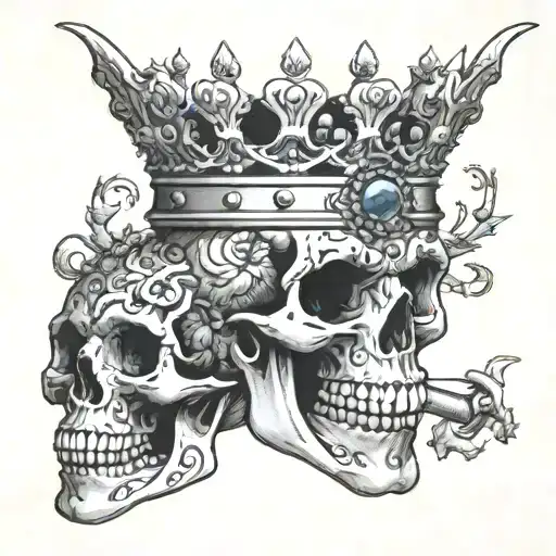 Skull With Mouth Open Wearing A Crown Of Jewels