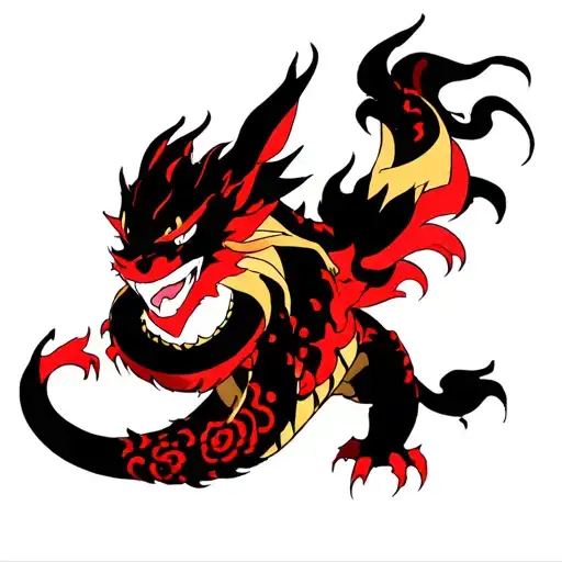 Kurama From Naruto Fused With A Dragon