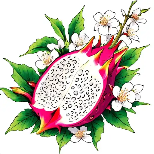 Dragon Fruit And Cherry Blossoms