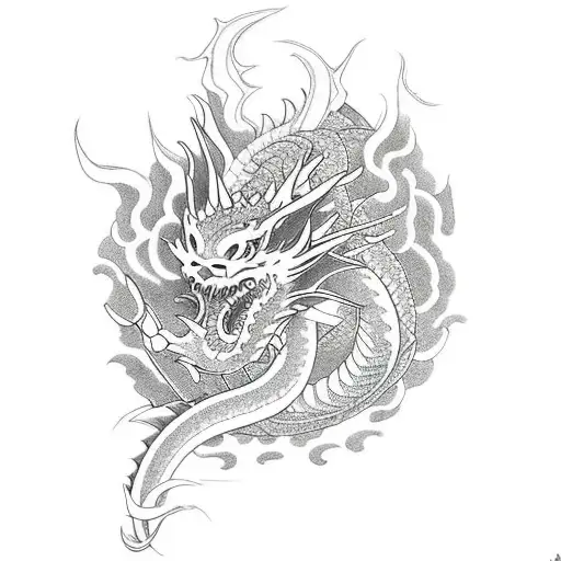 Dragon With Sacura Flowers