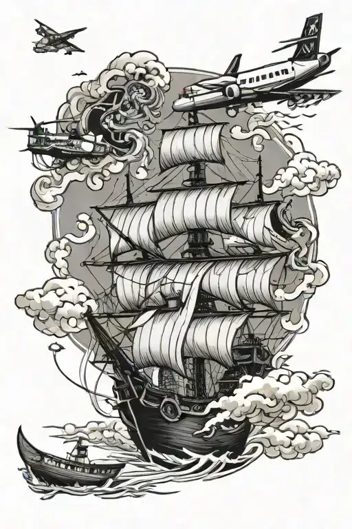 Pirate Ship Airplane Flying