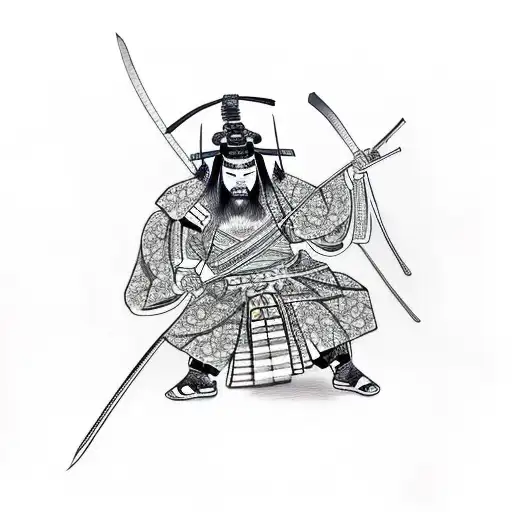 Samurai Holding A Katana Sword