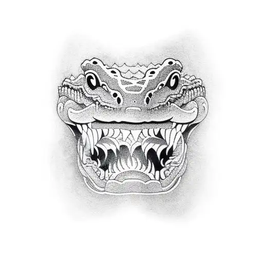 Crocodile And Bird Inside His Mouth