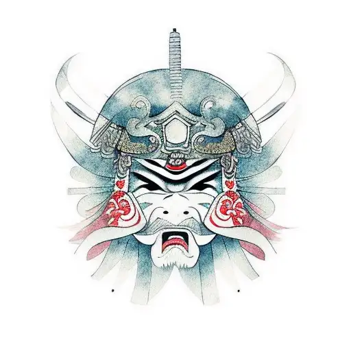 Woman Behind A Samurai Mask