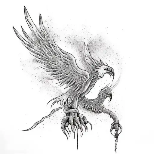 Epic Phoenix Taking Off The Burning Apocalyptic Forrest