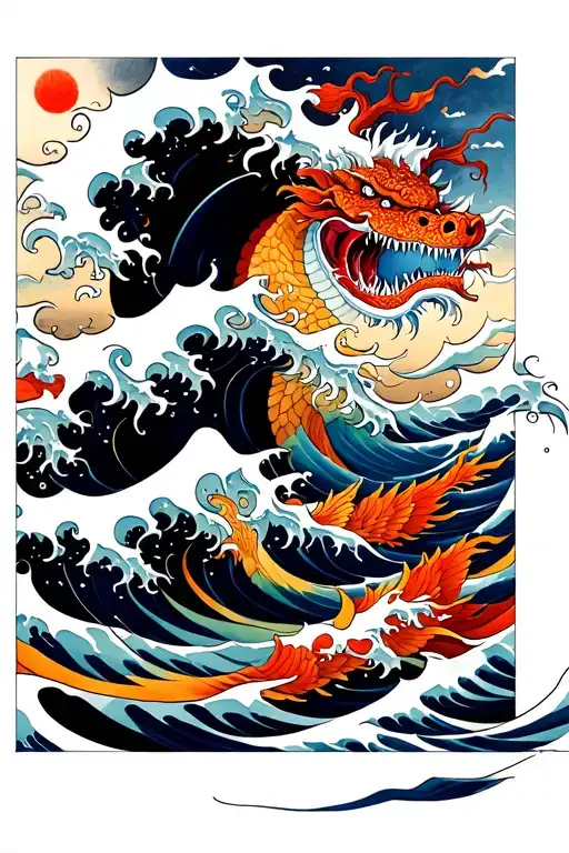 Ocean Wave Sea Monsters Colorful