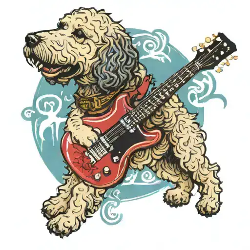 Goldendoodle With Es 335 Gibson Guitar