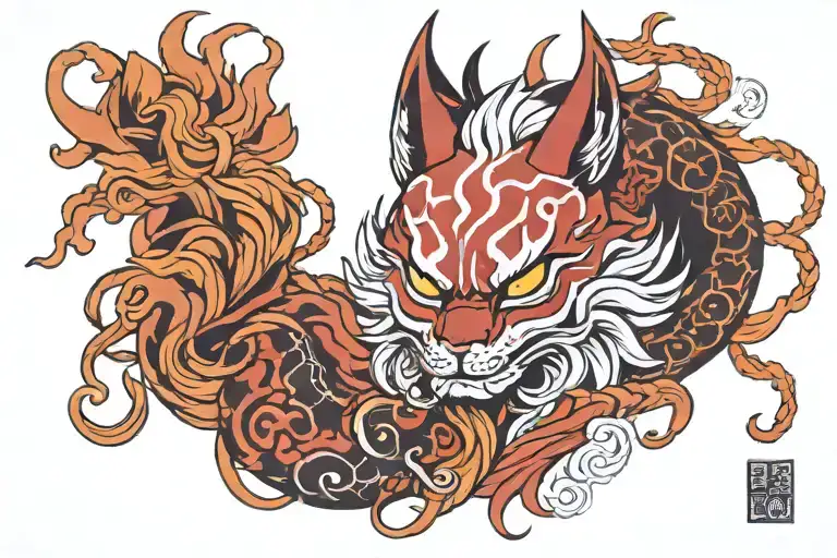 Kitsune Tanjiro Mask Demon Slayer With Kurama Naruto Nine