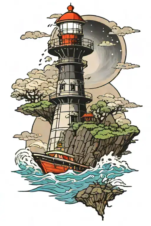 Lighthouse With Ufo Above It