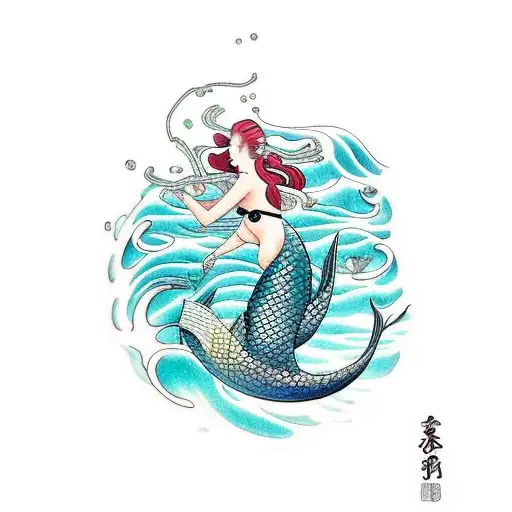 A Graceful Mermaid Swimming Alongside A Diver