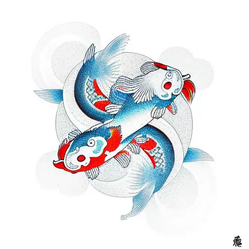 Koi Fishes Making Ying Yang Symbol
