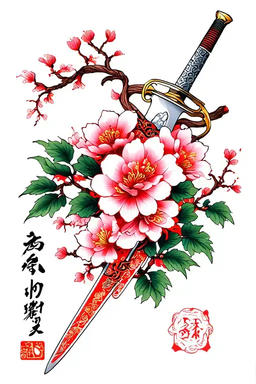 Sword And Plum Blossoms Wrapped