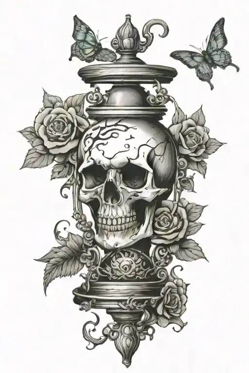 Time Passing Watch Hourglass Skull